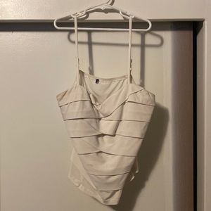 White spaghetti strap cropped blouse